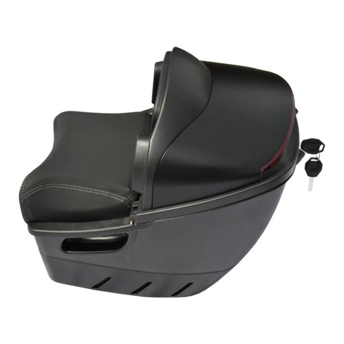 Rear case with saddle and carrier for electric scooter RACCEWAY® PAŘEZ, black Rear case with saddle and carrier for electric scooter RACCEWAY® PAŘEZ, black