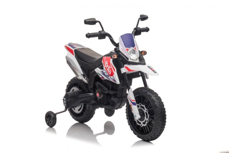 Moto eléctrica infantil Aprilia RX125 blanca