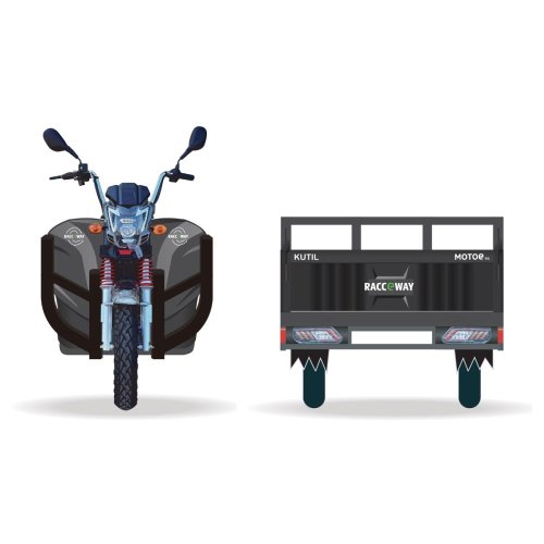 Three-wheeled cargo trolley RACCEWAY® KUTIL, gray