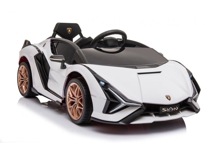 Coche eléctrico infantil Lamborghini Sian blanco