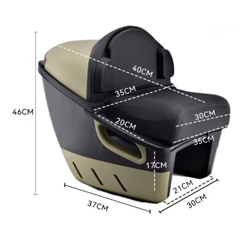 Rear case with saddle and carrier for electric scooter RACCEWAY® PAŘEZ, black Rear case with saddle and carrier for electric scooter RACCEWAY® PAŘEZ, black