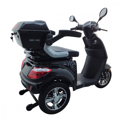 Electric three-wheel scooter RACCEWAY® VIA-MS09, black-glossy