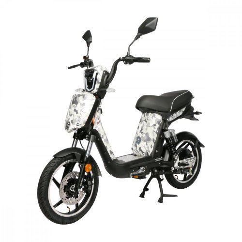 Electro Scooter RACCEWAY® E-BABETA®, camuflaje blanco y negro, sin batería
