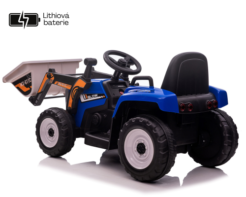 Tractor eléctrico para niños Eljet con cuchara de carga azul, Li-Ion