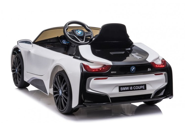 Coche eléctrico para niños BMW i8 Coupé blanco/blanco