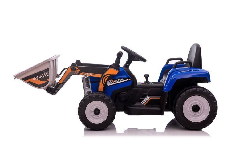 Tractor eléctrico para niños Eljet con cuchara de carga azul, Li-Ion