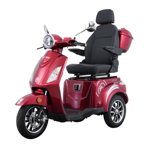 Electric three-wheel scooter RACCEWAY® VIA LUX, red