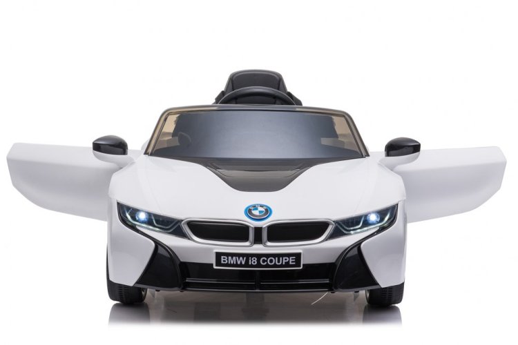 Coche eléctrico para niños BMW i8 Coupé blanco/blanco