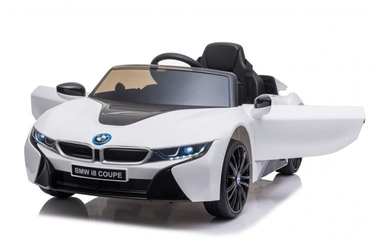 Coche eléctrico para niños BMW i8 Coupé blanco/blanco