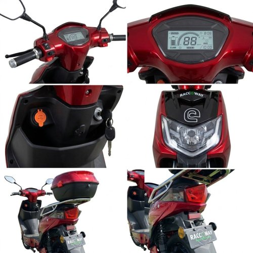 Elektroskúter RACCEWAY® E-FICHTL®, červený-lesklý, bez batérie - Batéria 48V: Bez batérie – zodpovedajúcu batériu mám, Odporúčaná nabíjačka: MOTOE-NAB-LI-6 + 118,37 EUR