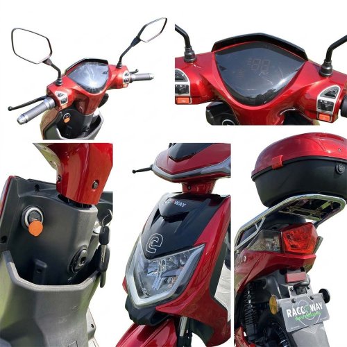 Elektroskúter RACCEWAY® E-FICHTL®, červený-lesklý, bez batérie - Batéria 48V: Bez batérie – zodpovedajúcu batériu mám, Odporúčaná nabíjačka: MOTOE-NAB-LI-6 + 118,37 EUR