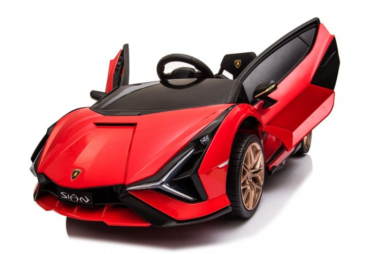 Coche eléctrico infantil Lamborghini Sian rojo/rojo