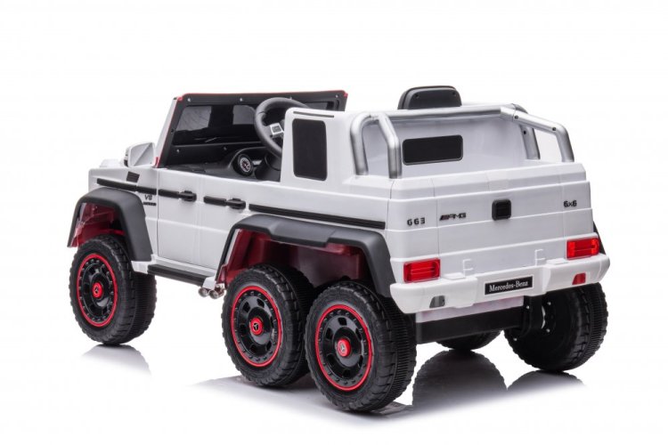 Coche eléctrico infantil Mercedes G63 - 6 ruedas blanco