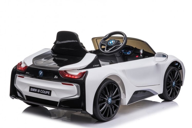 Coche eléctrico para niños BMW i8 Coupé blanco/blanco
