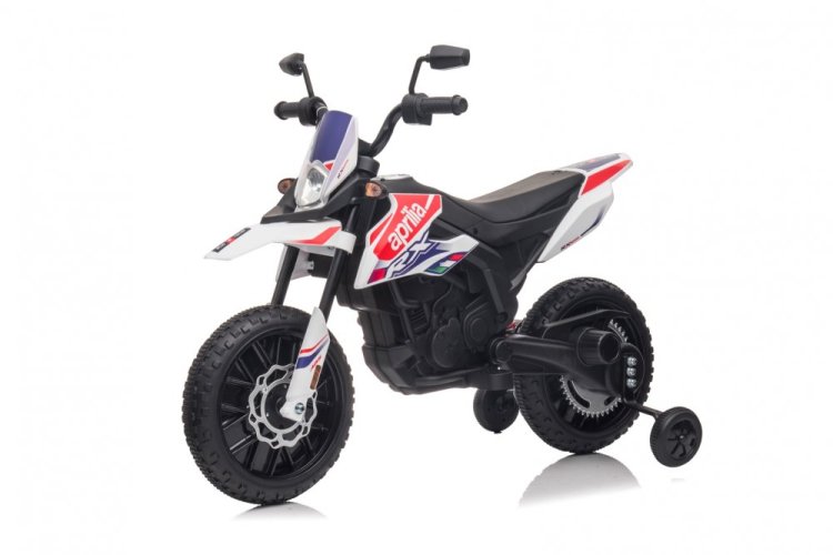 Moto eléctrica infantil Aprilia RX125 blanca