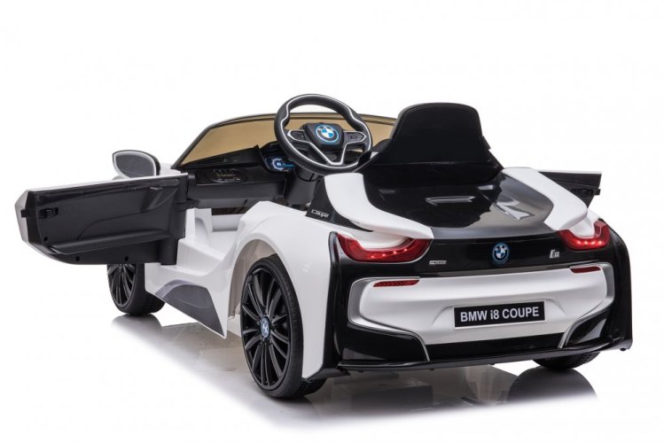 Coche eléctrico para niños BMW i8 Coupé blanco/blanco