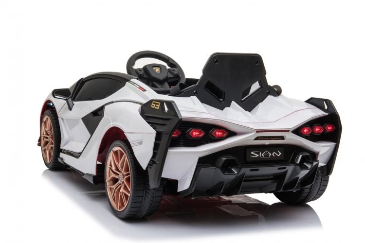 Coche eléctrico infantil Lamborghini Sian blanco