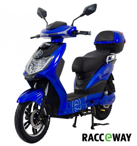 Elektroskúter RACCEWAY® E-FICHTL®, modrý-lesklý s batériou 12Ah