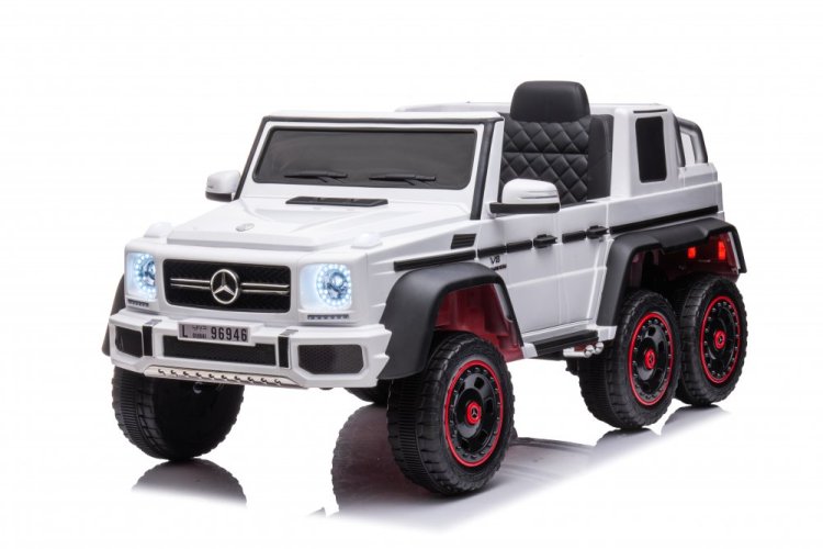 Coche eléctrico infantil Mercedes G63 - 6 ruedas blanco