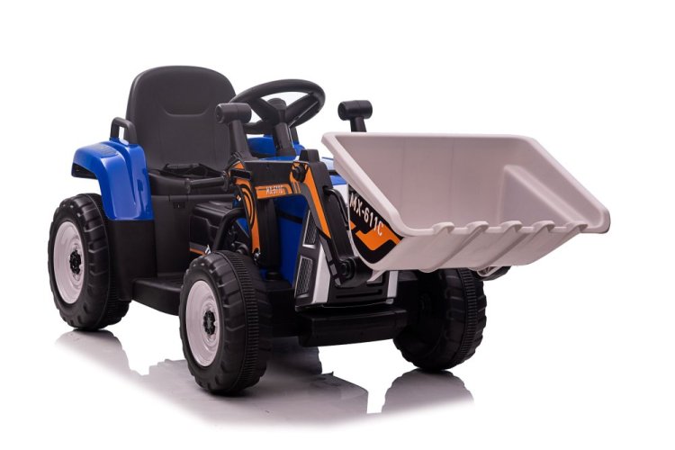 Tractor eléctrico para niños Eljet con cuchara de carga azul, Li-Ion