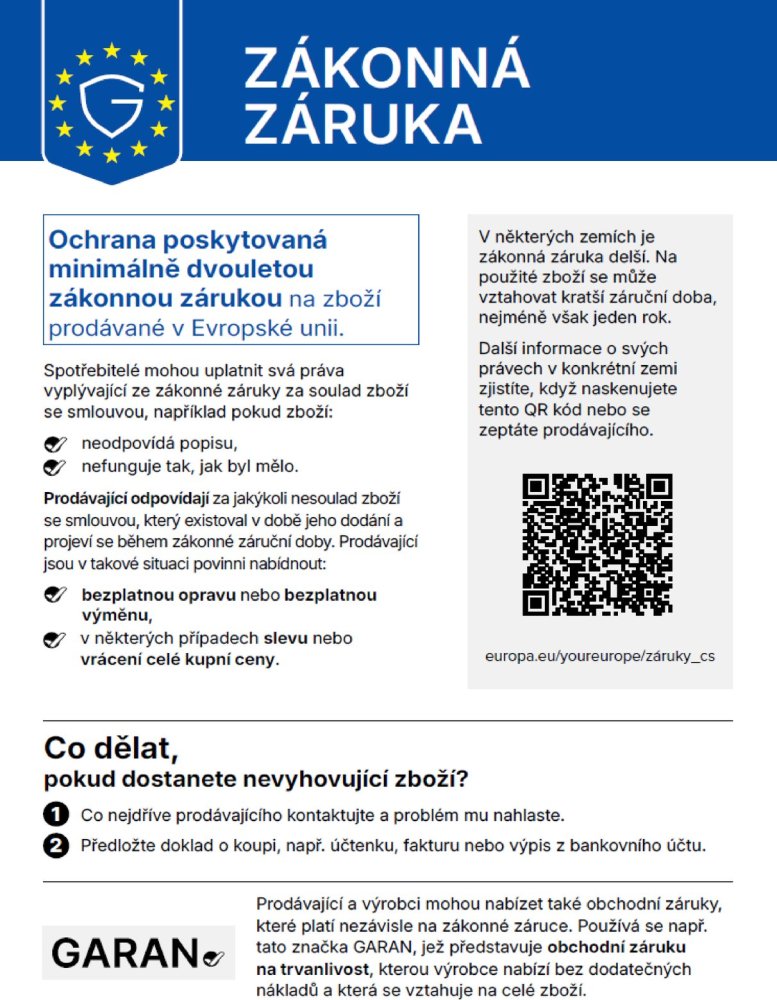Harmonizované oznámení o záruce