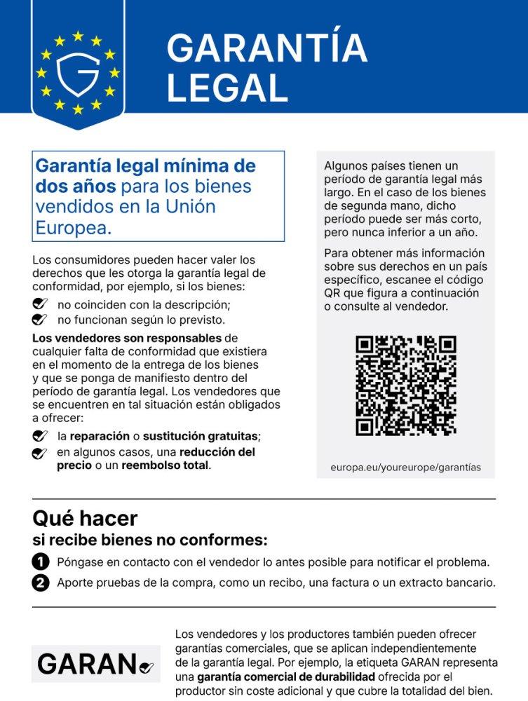 Aviso armonizado sobre la garantía legal